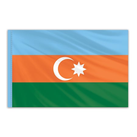 Azerbaijan Indoor Nylon Flag 5'x8' With Gold Fringe